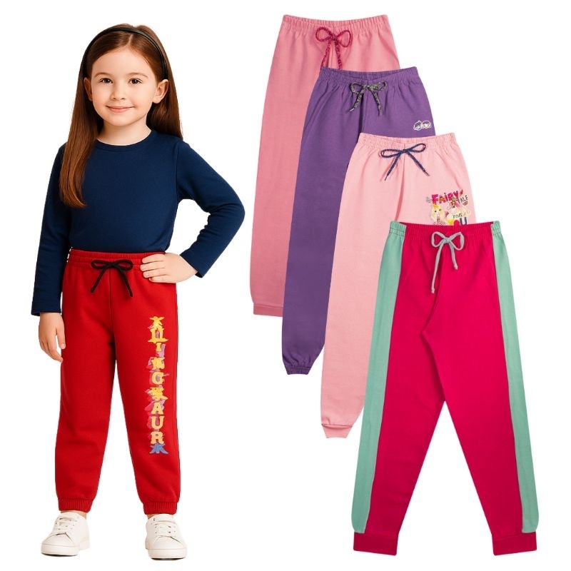 Kit 4 Calças Moletom Infantil Feminina - Calça Moletom Menina - Kit Calça Moletom Infantil
