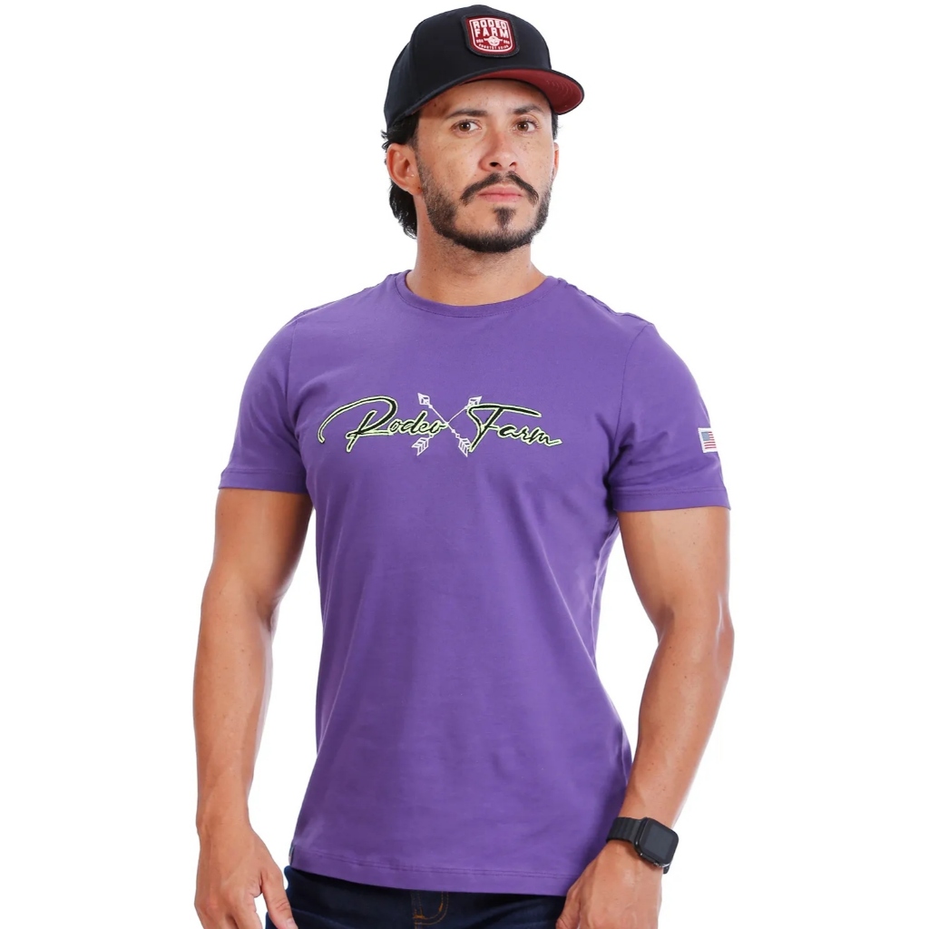 Camiseta Masculina Roxa Bordada - Rodeo Farm