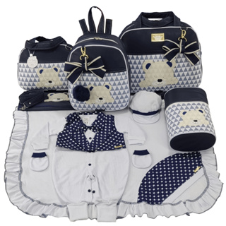 Kit Bolsa Maternidade 5 Peças Varios Urso Chevron  + Saida de Maternidade em Oferta na Shopee