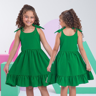 Vestido Infantil Feminino  Lisos e Florais  Festas Casual Menina Princesa LANÇAMENTO em Oferta na Shopee