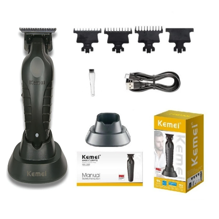 Kemei KM-2299  Máquina De Cortar Acabamento PRO Recarregável Sem Fio com Base ou Sem Edição Limitada em Oferta na Shopee