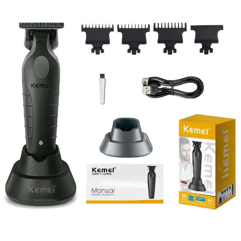 Kemei KM-2299  Máquina De Cortar Acabamento PRO Recarregável Sem Fio com Base Edição Limitada em Oferta na Shopee