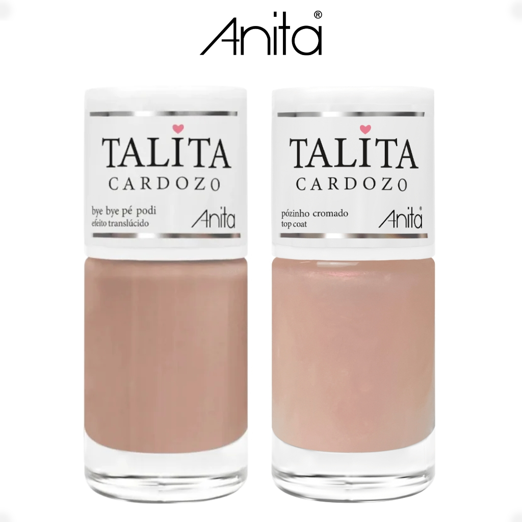 Kit 2 Esmalte Anita Talita Cardozo Bye Bye Pé Podi e Pózinho Cromado Top Coat em Oferta na Shopee