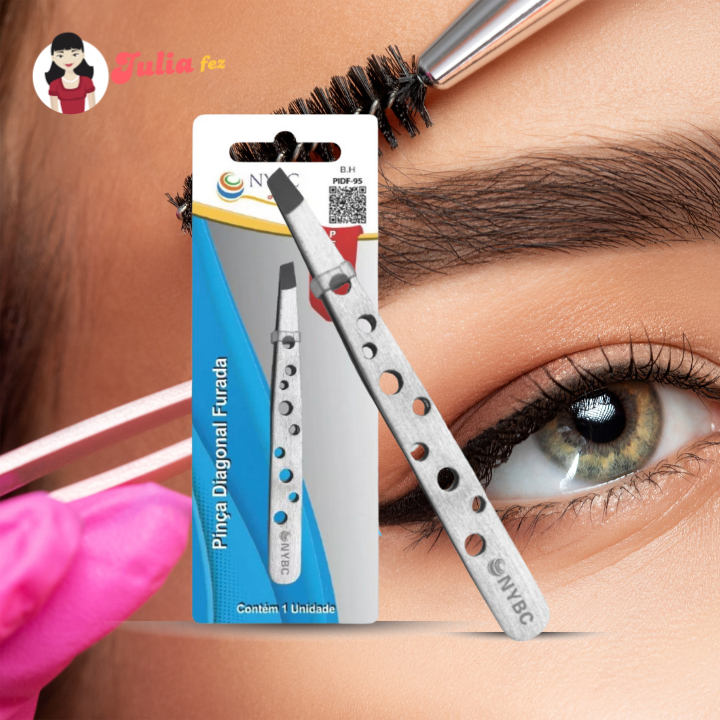 Pinca Nybc Beauty Diagonal Furada Aco Inox