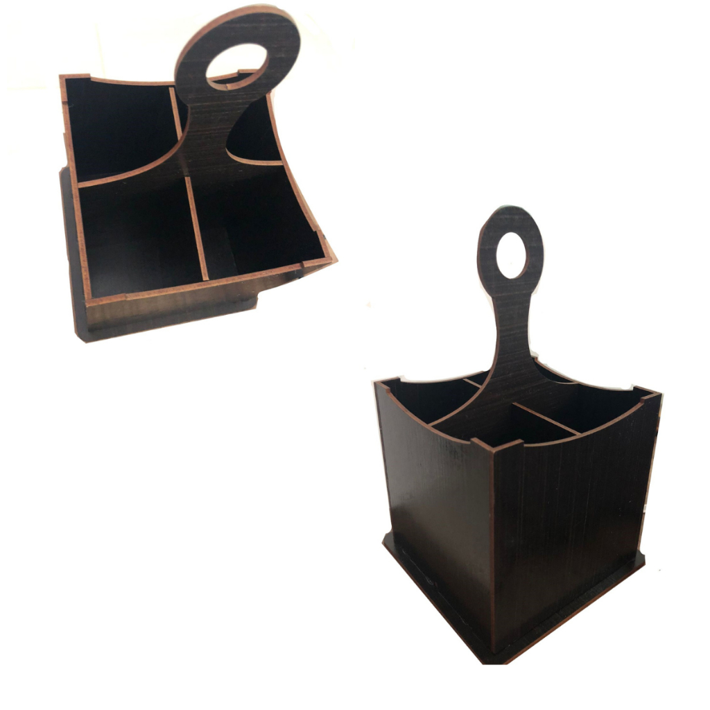 PORTA TALHER EM MDF TABACO CENTRO DE MESA PARA COZINHA