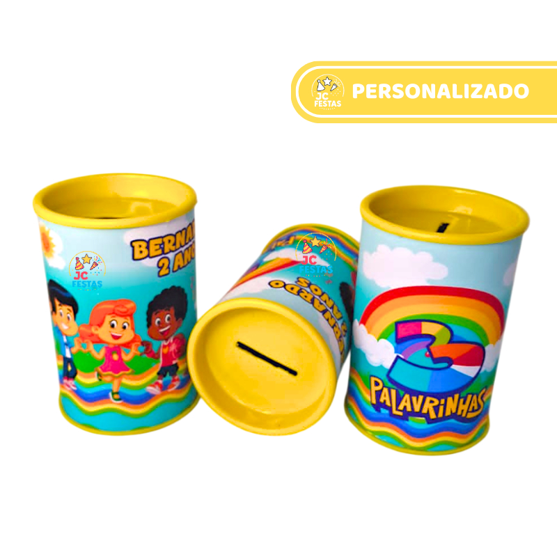3 Palavrinhas cofrinhos personalizado lembrancinha aniversário festa porta moeda