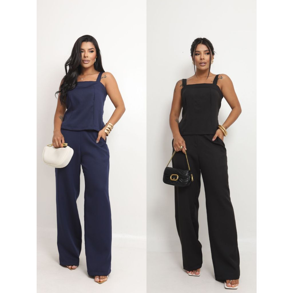 Kit 2 Conjuntos Alfaiataria Regata e Calça Premium em Oferta na Shopee
