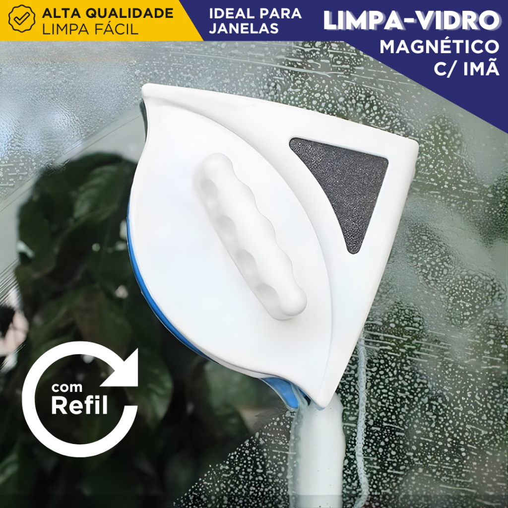 Limpador De Vidro Magnético - Dupla Face C/ Super Imã Mágico - AV