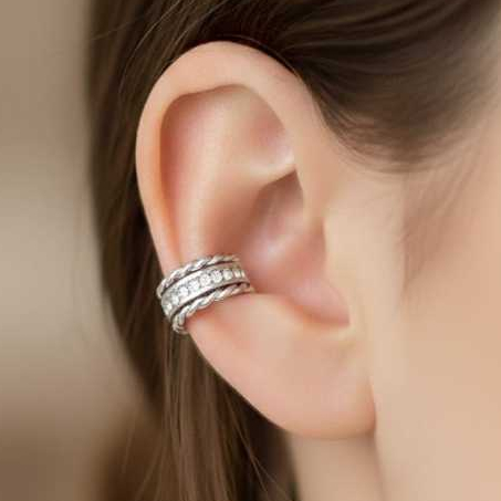 Brinco Piercing Fake Com Strass