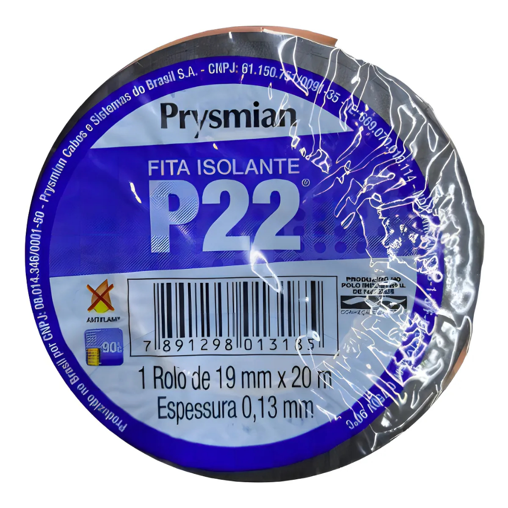 Kit 4 Fitas Isolantes P22 19mm X 20m Preta 750v Prysmian
