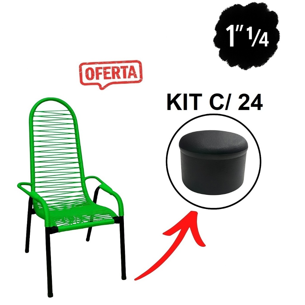 Ponteira Pezinho Para Cadeira 1" 1/4 Preta Externa 32mm (3,2cm) Tampa Cadeira Area Cozinha 1.1/4 em Oferta na Shopee