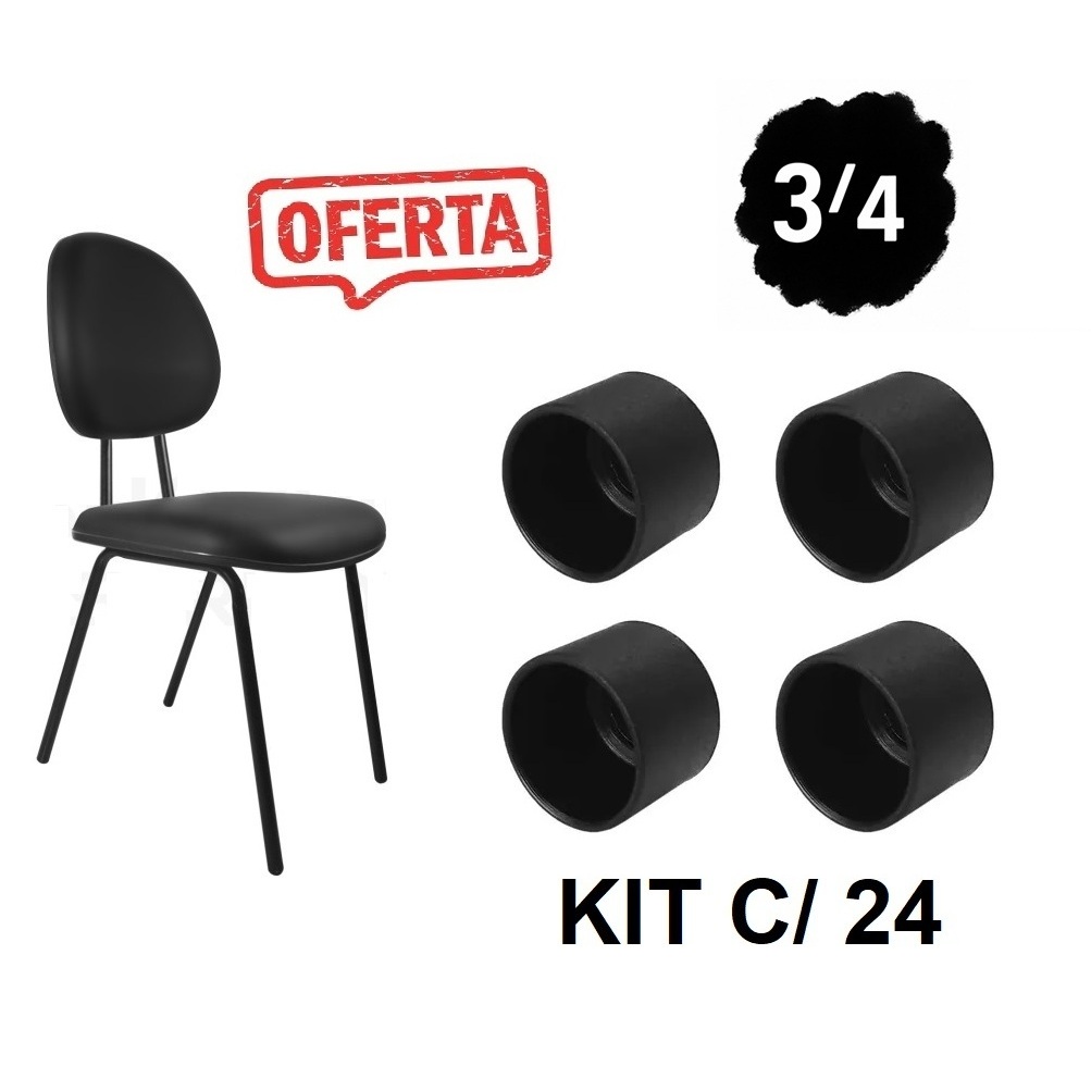Ponteira Para Cadeira 3/4 Preta Externa 19mm Pezinho Tampa Cadeira de Bar Escritório 1,9cm em Oferta na Shopee