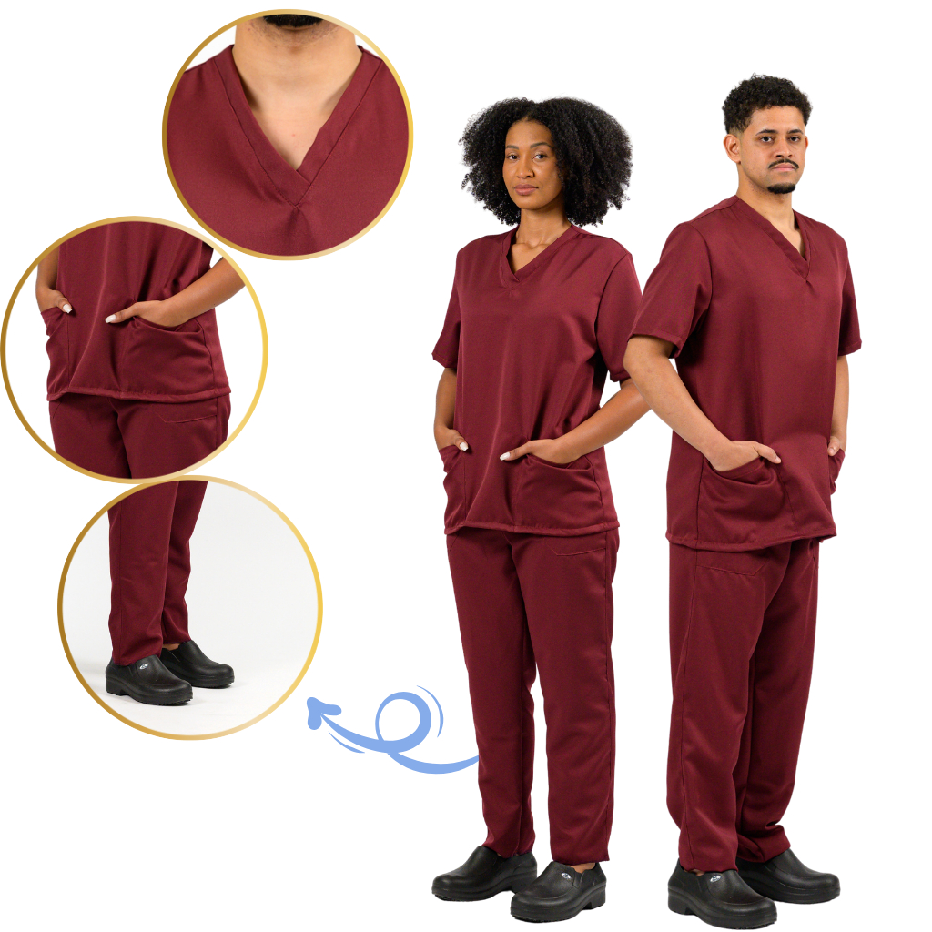 Pijama Cirúrgico Unissex Tecido Gabardine Scrub Médico, Veterinário, Dentista, Enfermagem, Hospital