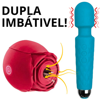 Kit Varinha Estimulador de Clitóris + Rosa sugadora  Estimulador de Clitóris Sexy Shop em Oferta na Shopee