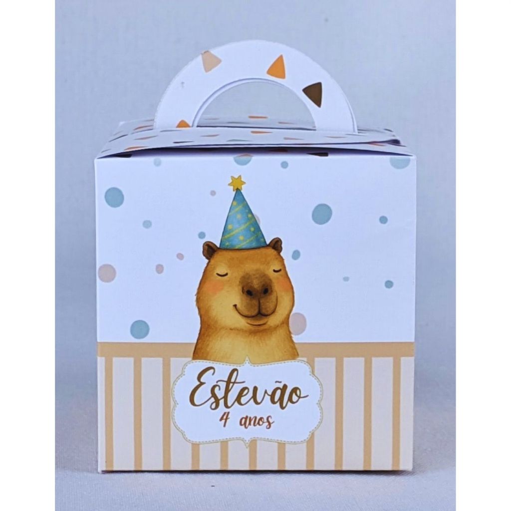 Kit 10 a 80 Caixinhas Para Lembrancinha Capivara Cubo Com Alça Personalizada Infantil de Aniversário