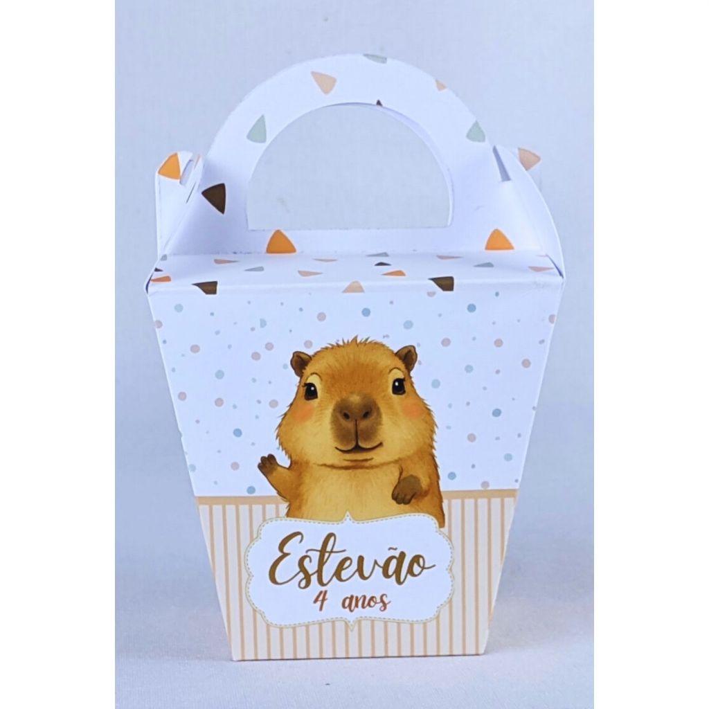 Kit 10 a 80 Caixinhas Sushi Com Alça Capivara Personalizada Para Lembrancinha Infantil de Festa Aniversario