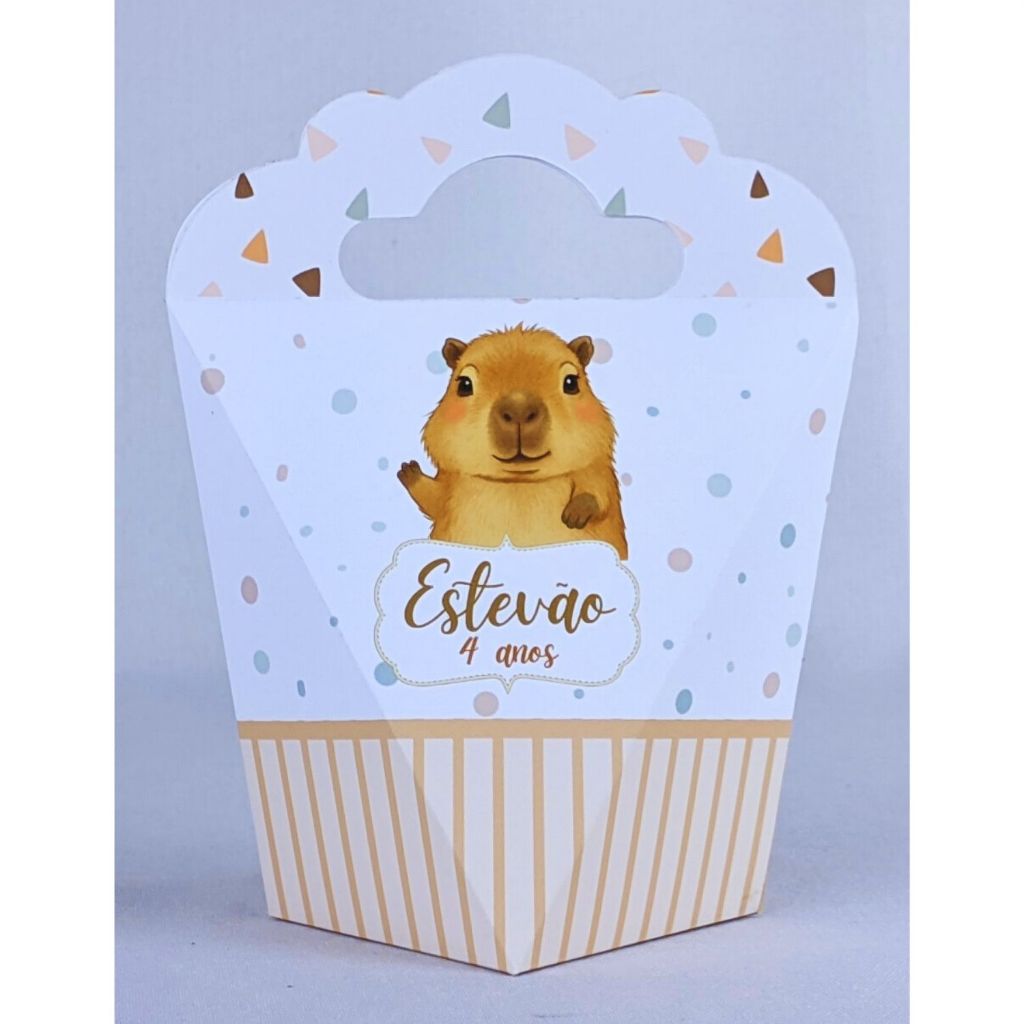 Kit 10 a 80 Caixinhas Personalizadas Capivara Maletinha Coração Com Alça Lembrancinha