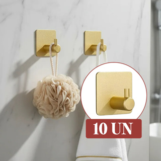 Gancho De Parede Adesivo Kit 10un Porta Toalhas Para Banheiro Inox Dourado em Oferta na Shopee