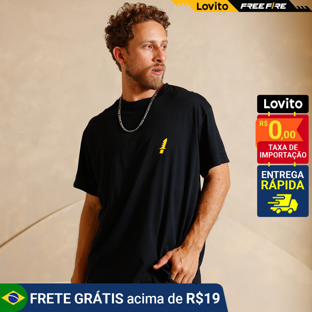 Lovito x Free Fire Unissex Camiseta Manga Curta Feminina e Masculina Jogo Casual Estampada LB1323BRL1353