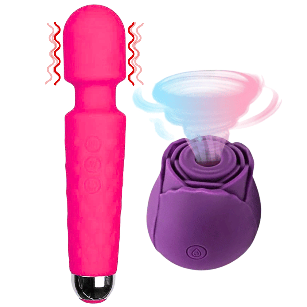 Vibrador Feminino Ponto G Varinha Mágica Clitóris + Sugador Rosa Recarregável Vibra Estimula