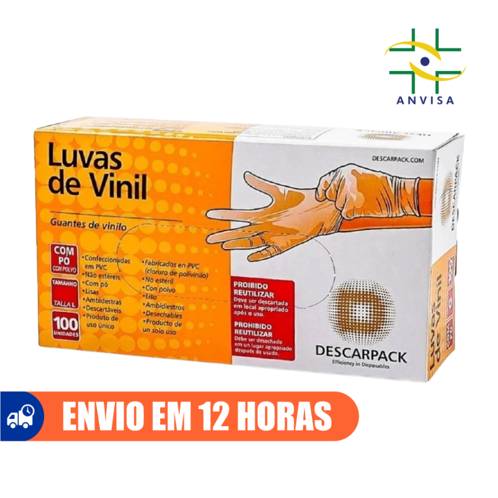 Luva de Procedimento Vinil Transparente Com Pó 100un Selo Anvisa Descarpack em Oferta na Shopee