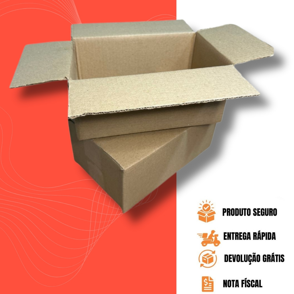 Detalhes do 100 Caixas de Papelão 20x16x7 cm – Padrão Envio Correios Sedex E-commerce  Embalagem Reforçada