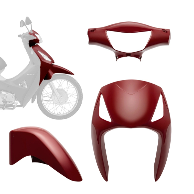 KIT CARENAGEM COMPLETO BIZ 125 2007 KS/ES - (3PÇ) - (VERMELHO GUARA) PRO TORK