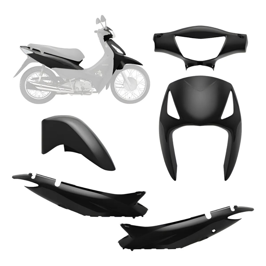 KIT CARENAGEM COMPLETO BIZ 125 06-10 ES/KS - (4 PÇ) - (PRETO) PRO TORK