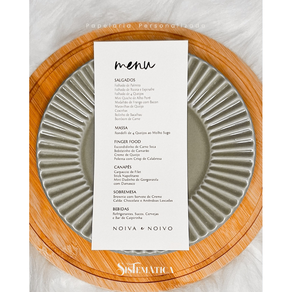 Menu de Mesa Personalizado para Casamento e Eventos em Geral - Minimalista, Floral ou Colorido