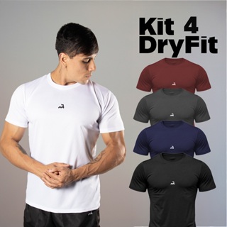 Kit 4 Camiseta Dry Masculina Manga Curta Fitness Academia Corrida CrossFit Poliester Premium em Oferta na Shopee