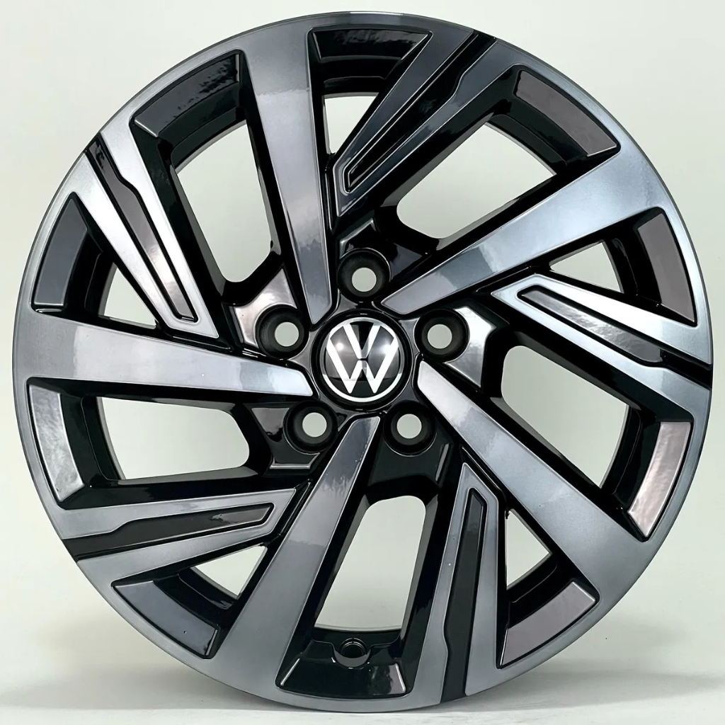 Kit 4 Rodas Aro 15x6,0 5x100 Vw Golf Fox Polo Preta Diamantada Fumê Krmai S46