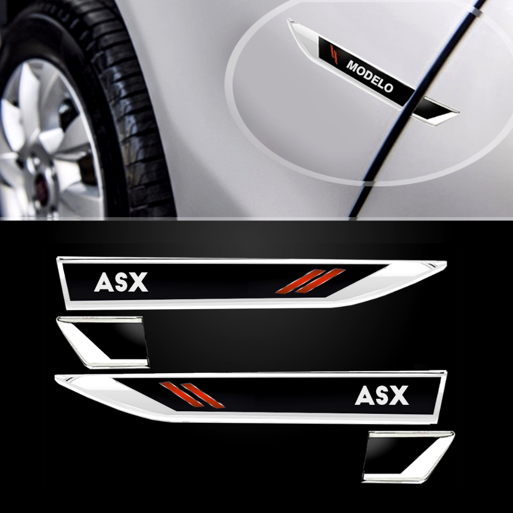 Par Adesivos Emblema Lateral Paralama Premium Porta Compatível com ASX