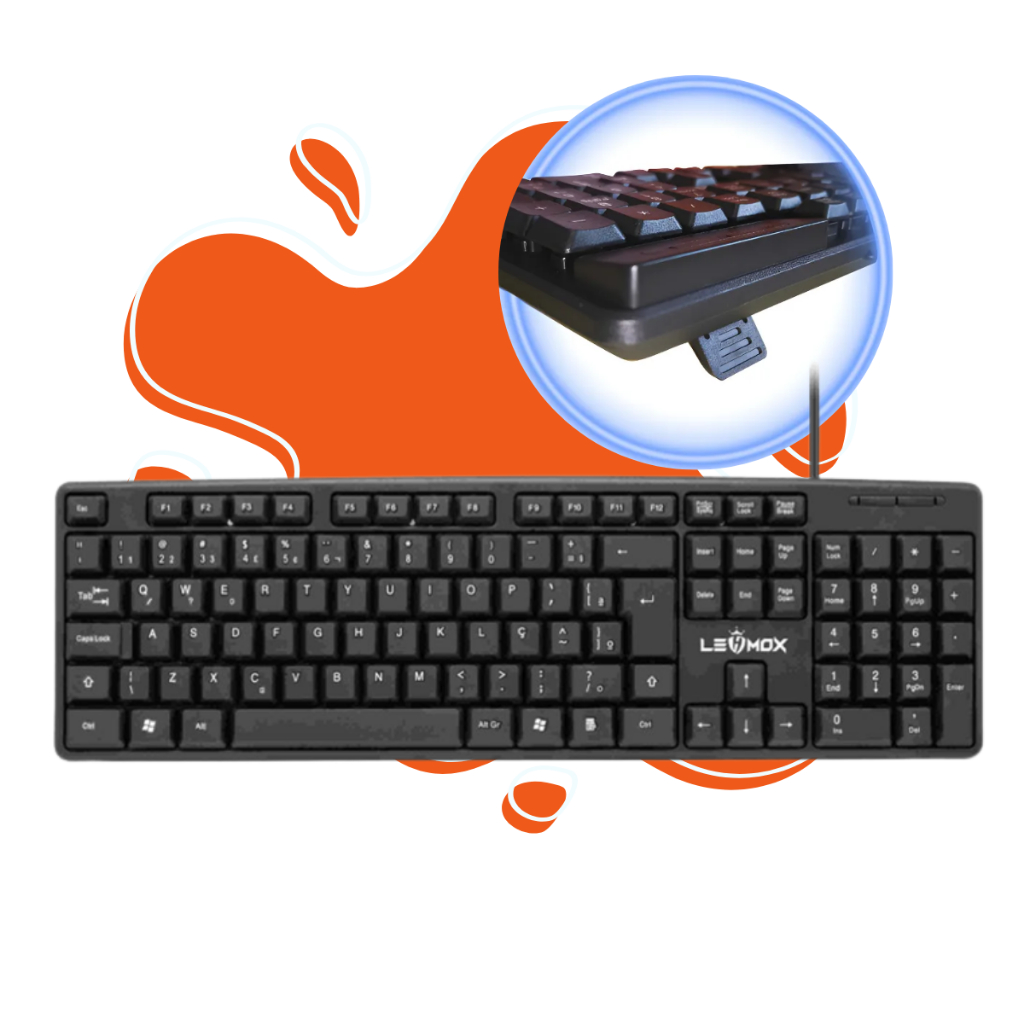 Teclado Com Fio Usb Preto Ergonomigo Para Computador Notebook Escola Trabalho Ley-1584 em Oferta na Shopee