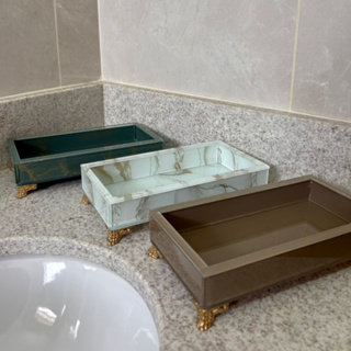 Bandeja de Vidro Efeito Mármore Pequena Decorativa Organizador Banheiro Lavabo Penteadeira em Oferta na Shopee