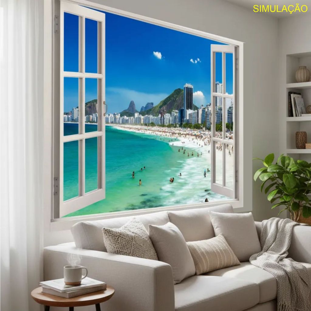 Adesivo Janela Rio De Janeiro Cristo Redentor Decoração Parede Casa Realista Criativo