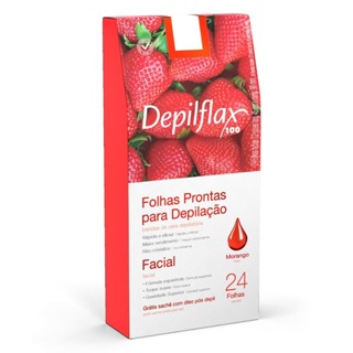 Folhas Prontas de Cera Depilatória Facial 24 Folhas Morango Depilflax em Oferta na Shopee