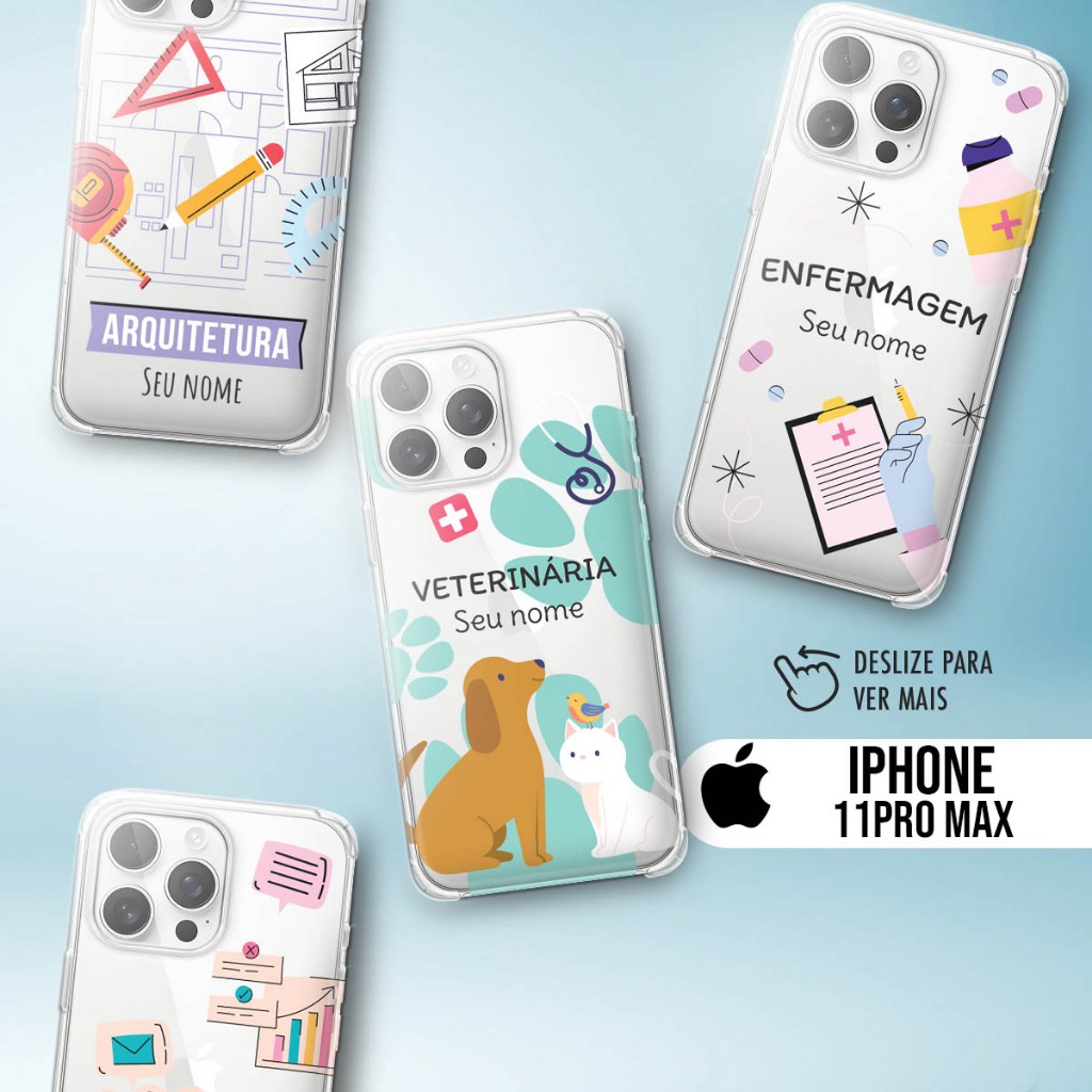Capa Capinha Case Silicone - Iphone 11 Pro Max - Coleção Profissões 💼