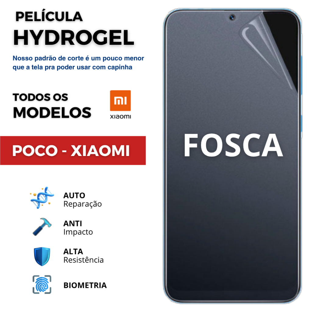 Película Hidrogel PREMIUM FOSCA Anti Impacto Flexível para TODOS OS MODELOS POCO XIAOMI X7 X6 F7 em Oferta na Shopee