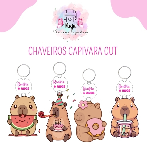 Chaveiro de MDF Personalizado, Capivara Cut - lembrancinha de aniversário - mimo personalizado em Oferta na Shopee