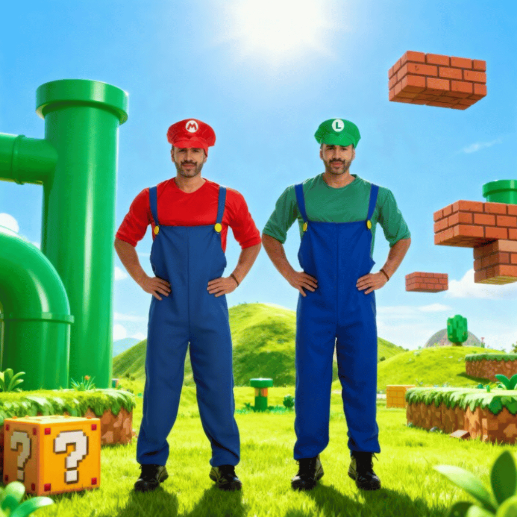 Fantasia Premium Mario Bros  Masculino OU Fantasia do Luigi Masculino + Bigode + Quepe Envio Imediato em Oferta na Shopee