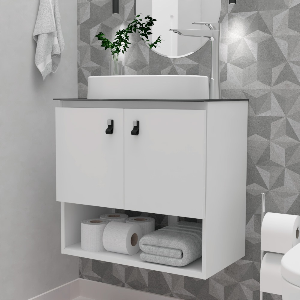 Gabinete Armário Para Banheiro Aço 60x36 Zeus Com Cuba De Apoio Beltempo em Oferta na Shopee