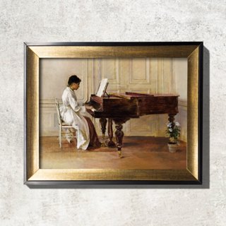 Quadro - No Piano - Theodore Robinson - Moldura em Madeira em Oferta na Shopee