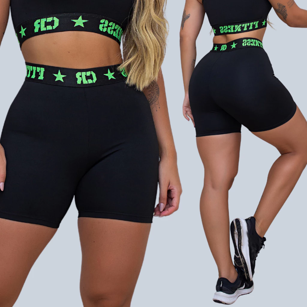 Short Academia Elastico Exposto CIntura Alta — imagem 1