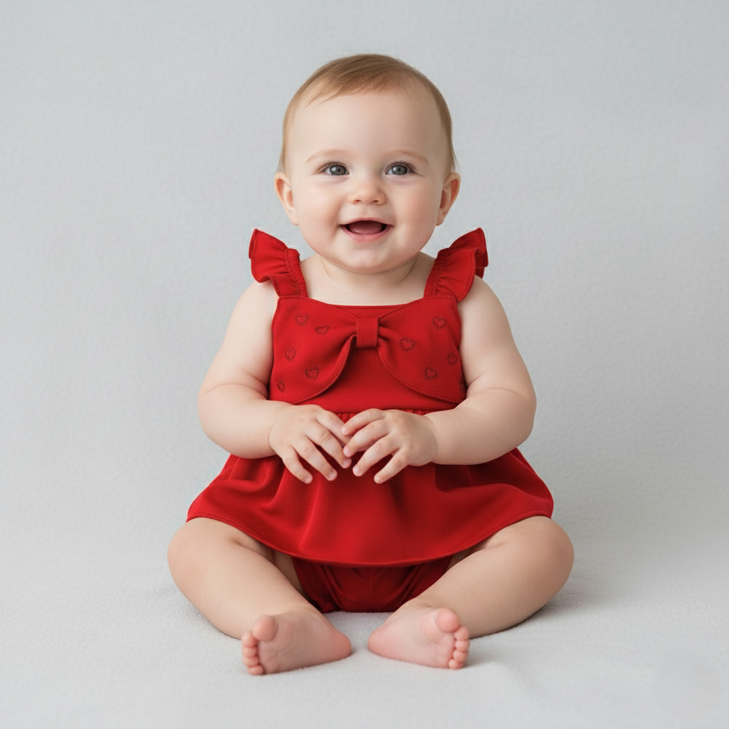 Conjunto Bebê Menina Conjunto Feminino Vermelho Blusa Babados Shorts Embalagem Presente