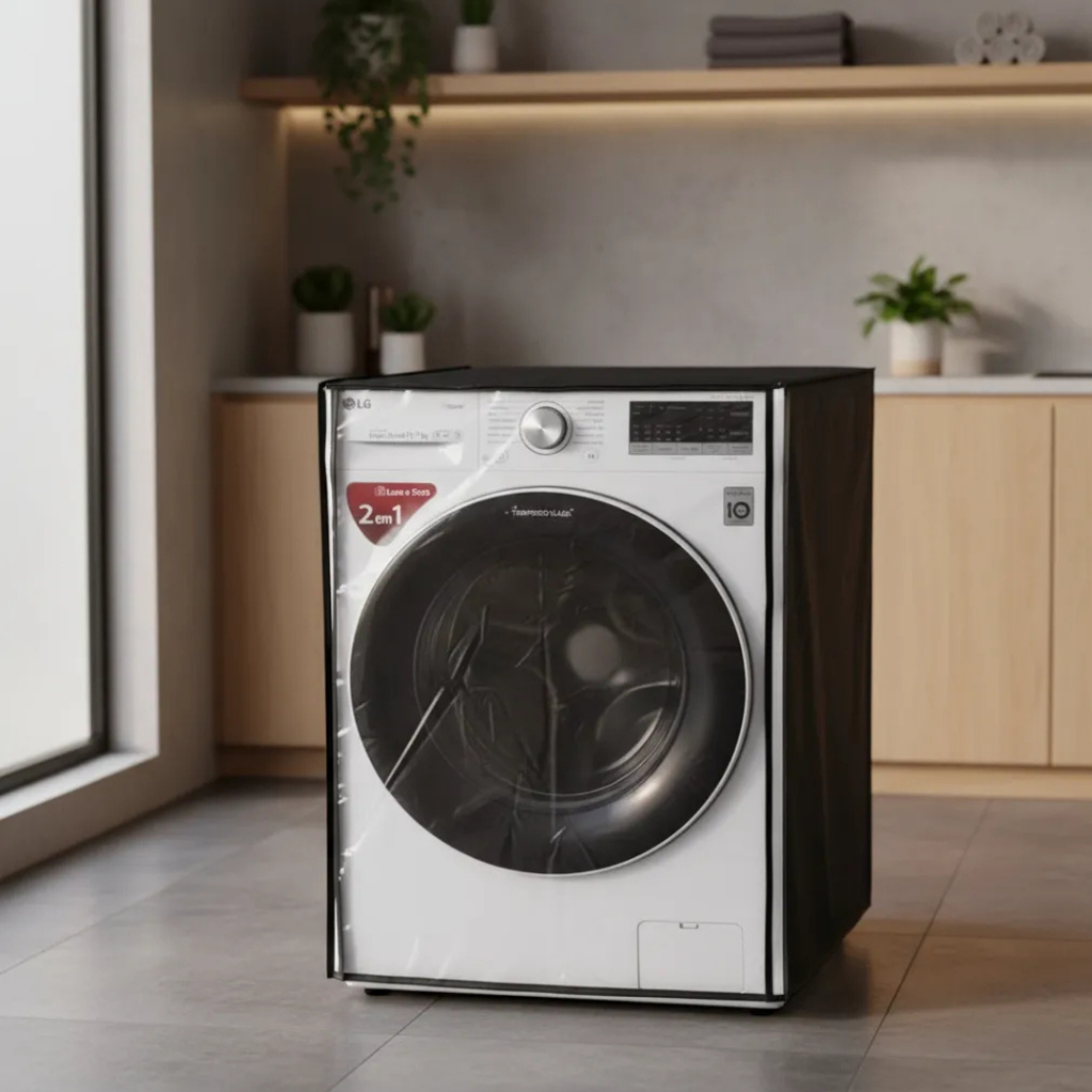 Capa Lava E Seca LG 13 Kg Vc4 Abertura Transparente Ziper preta em Oferta na Shopee