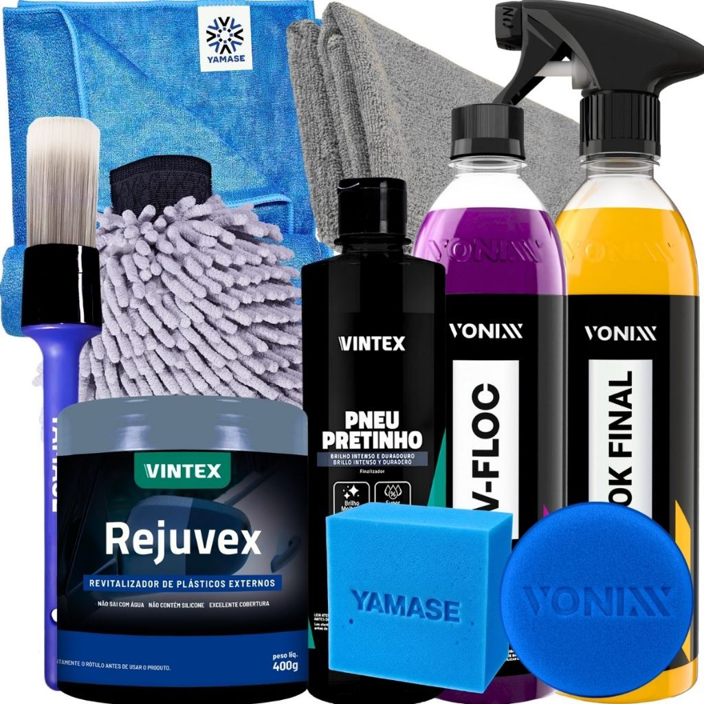 Kit Para Lavar Moto Shampoo V-Floc Cera Tok Final Vonixx Aplicador Vonixx Luva Microfibra Pano Pincel em Oferta na Shopee