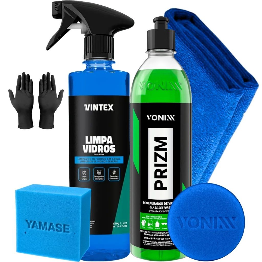 Prizm Removedor de Chuva Acida Restaurador + Limpa Vidros 500ml Aplicador Vonixx + Luva Pano em Oferta na Shopee