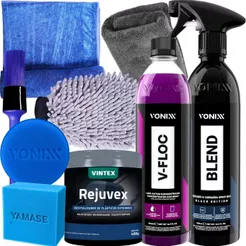 Kit para Lavar Moto Shampoo V-Floc Cera Blend Spray Black Aplicador Vonixx Toalha Secagem Luva Pano Pincel