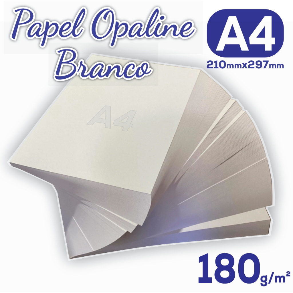 Papel Opaline 180g A4 Pacote com 100 Folhas OffSet Branco Folha lisa 210x297mm Laser e Jato de tinta em Oferta na Shopee