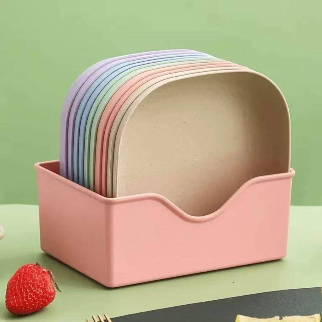 Kit Com 10 Pratos Plásticos Duros Reutilizaveis Com Suporte